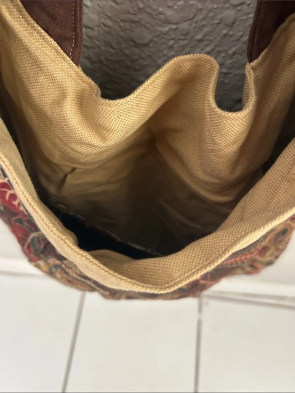 Boho Floral Paisley Hobo Bag in Brown and Tan